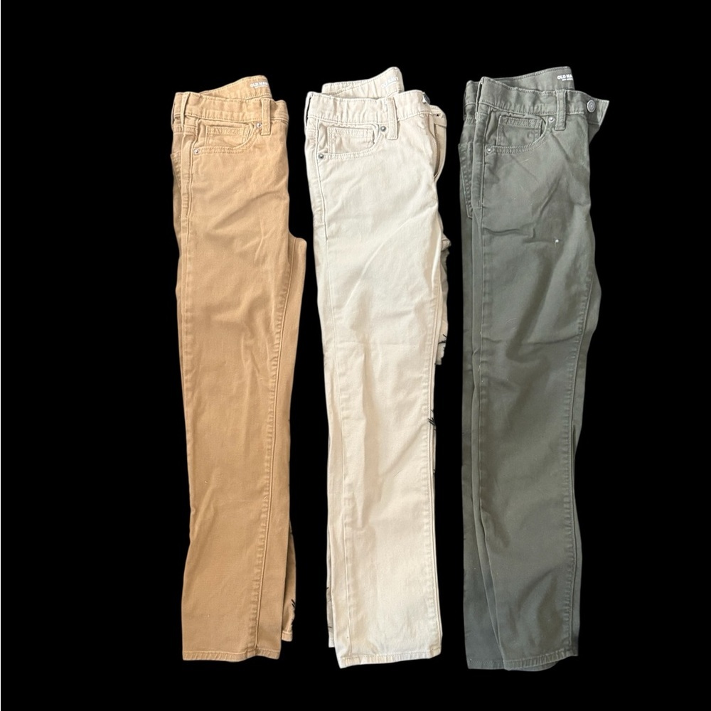 Boy’s Slim Straight Pants in Tan, Cream & Olive - Picture 2 of 4